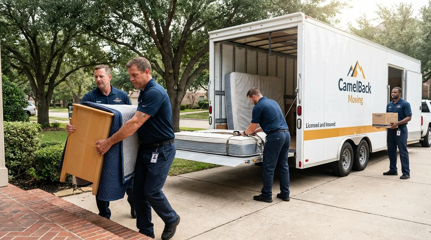 Crew loading residential truck for cross-state move from Villalba, PR