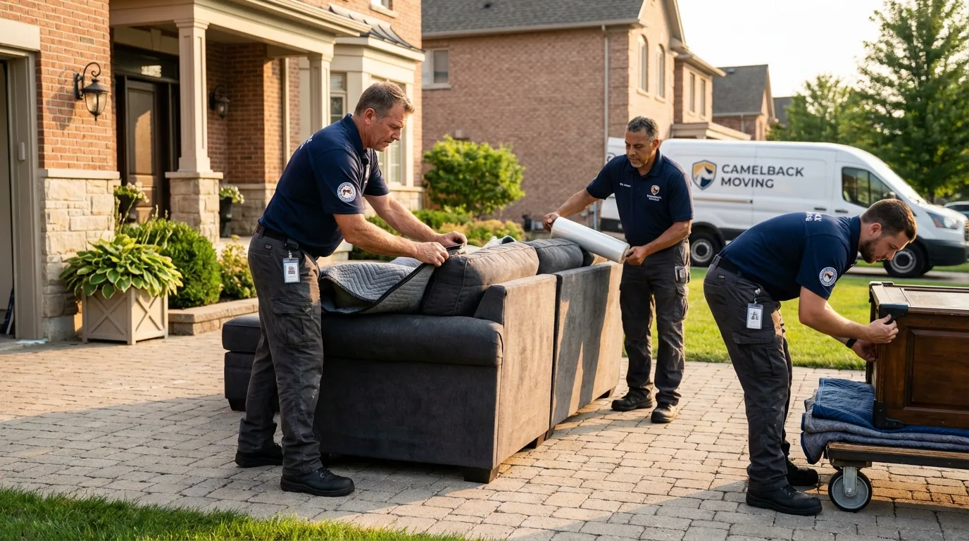Large estate moving crew wrapping furniture in Villalba, PR