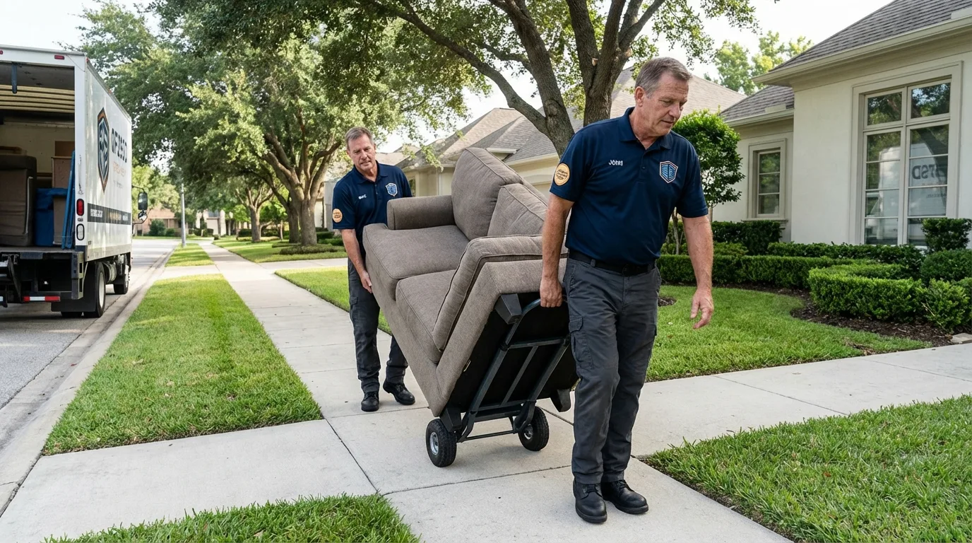 Local residential moving crew loading furniture in Villalba, PR